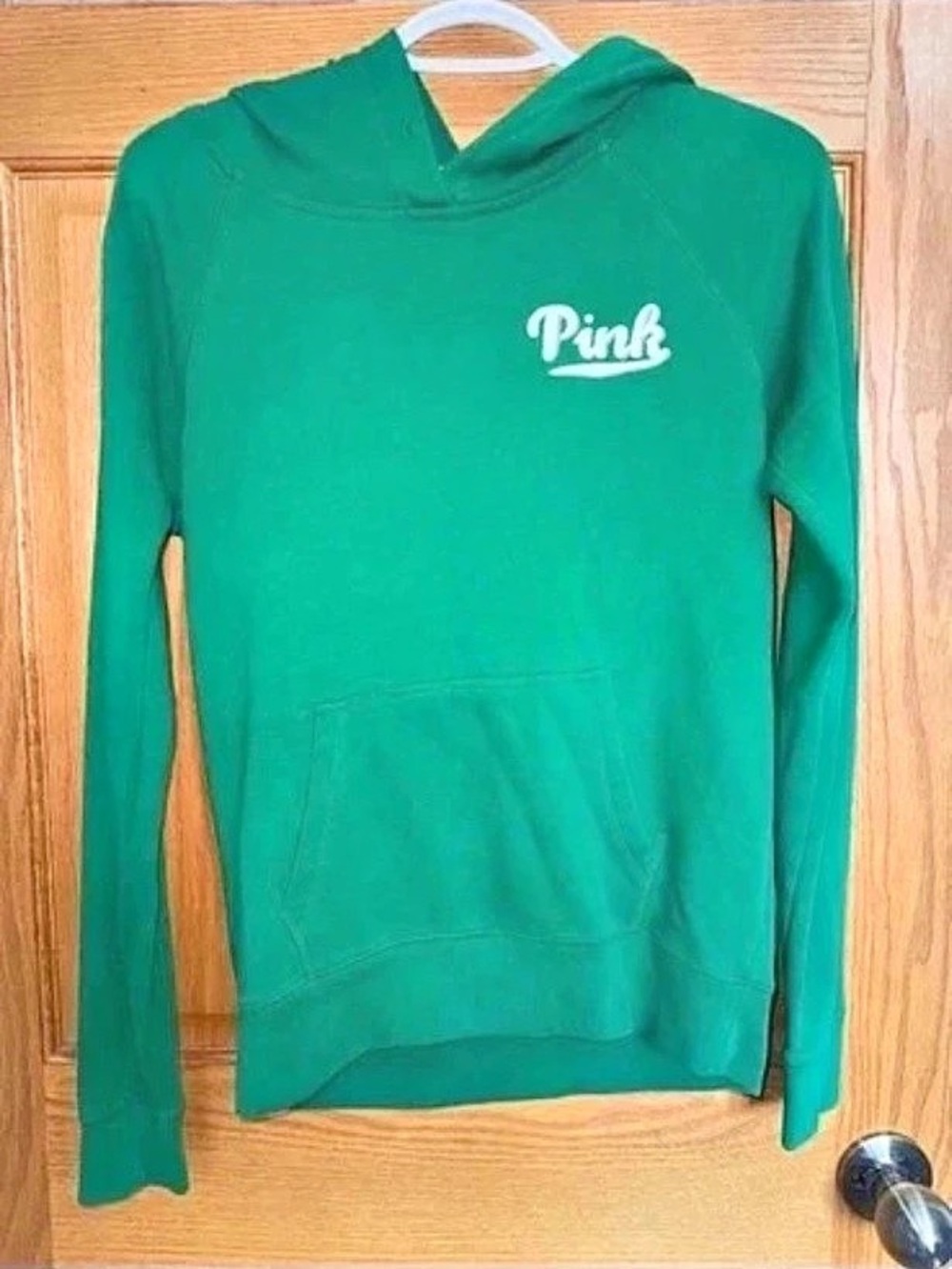 PINK Pullover Hoodie in Green Size Small Like New